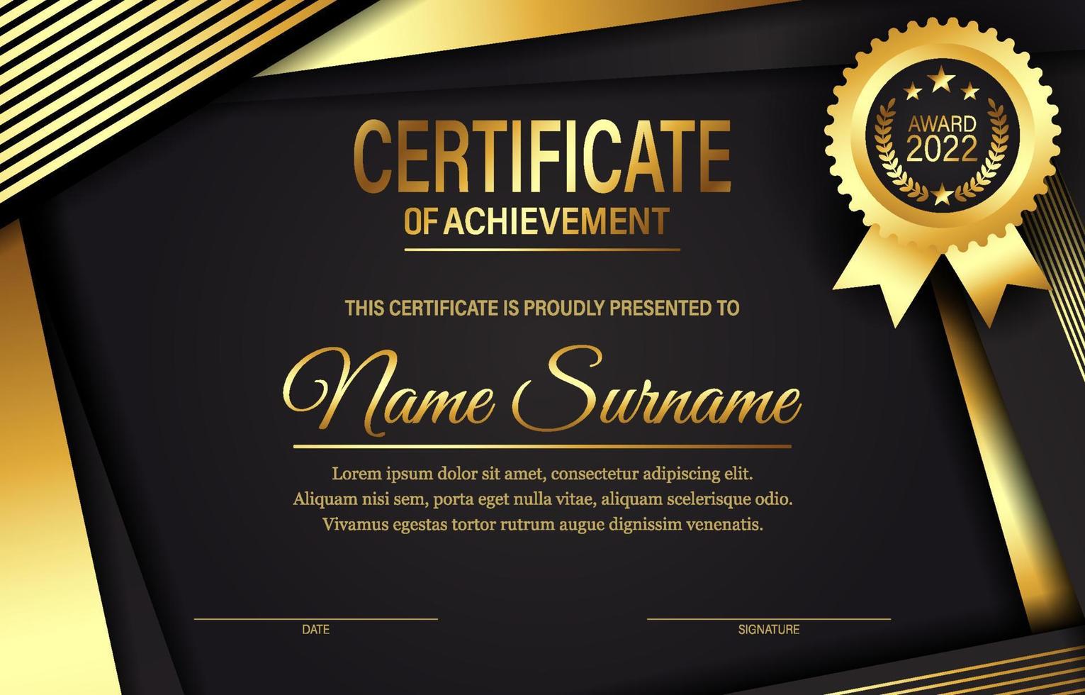 Black Gold Luxury Certificate Template vector