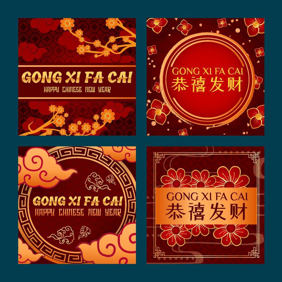 Gong Xi Fa Cai Social Media Posts vector