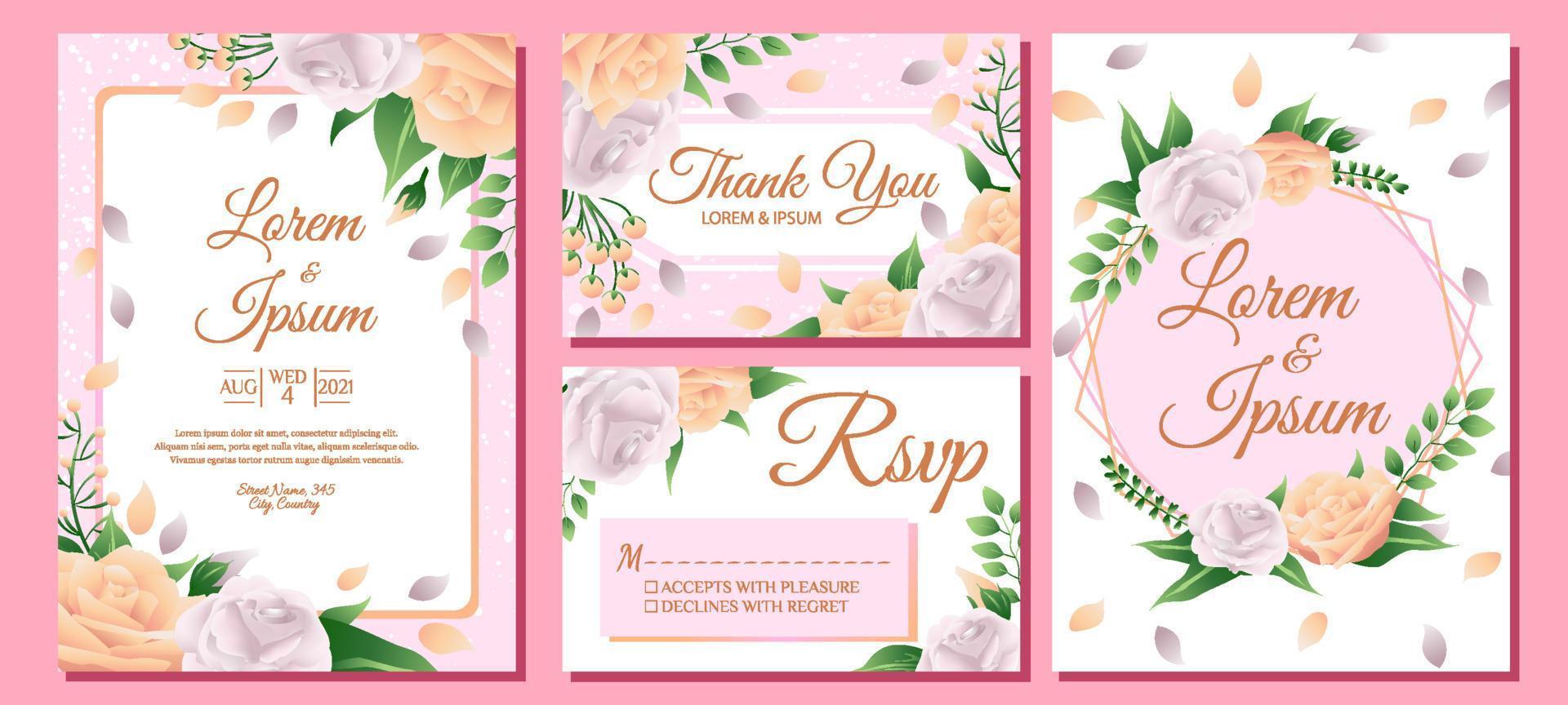 invitación de boda con tema de flores vector