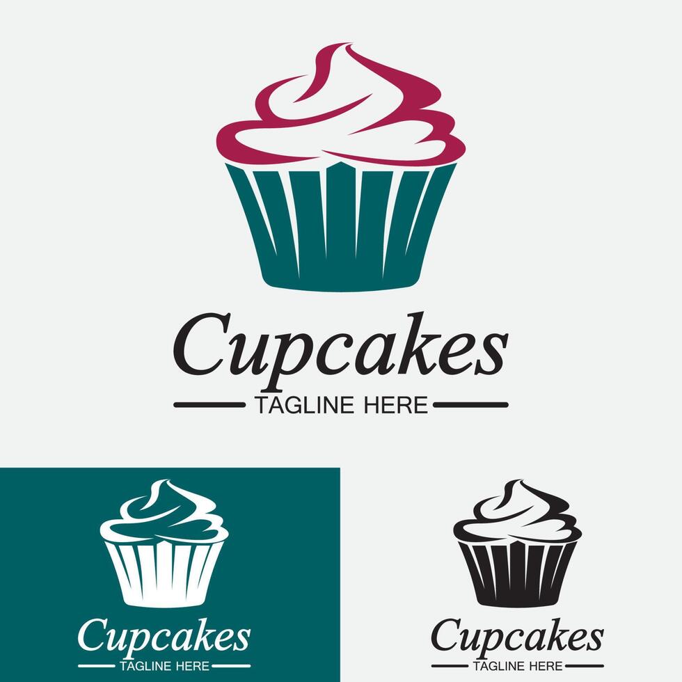 plantilla de vector de diseño de logotipo de cupcake. icono de panadería de cupcakes.