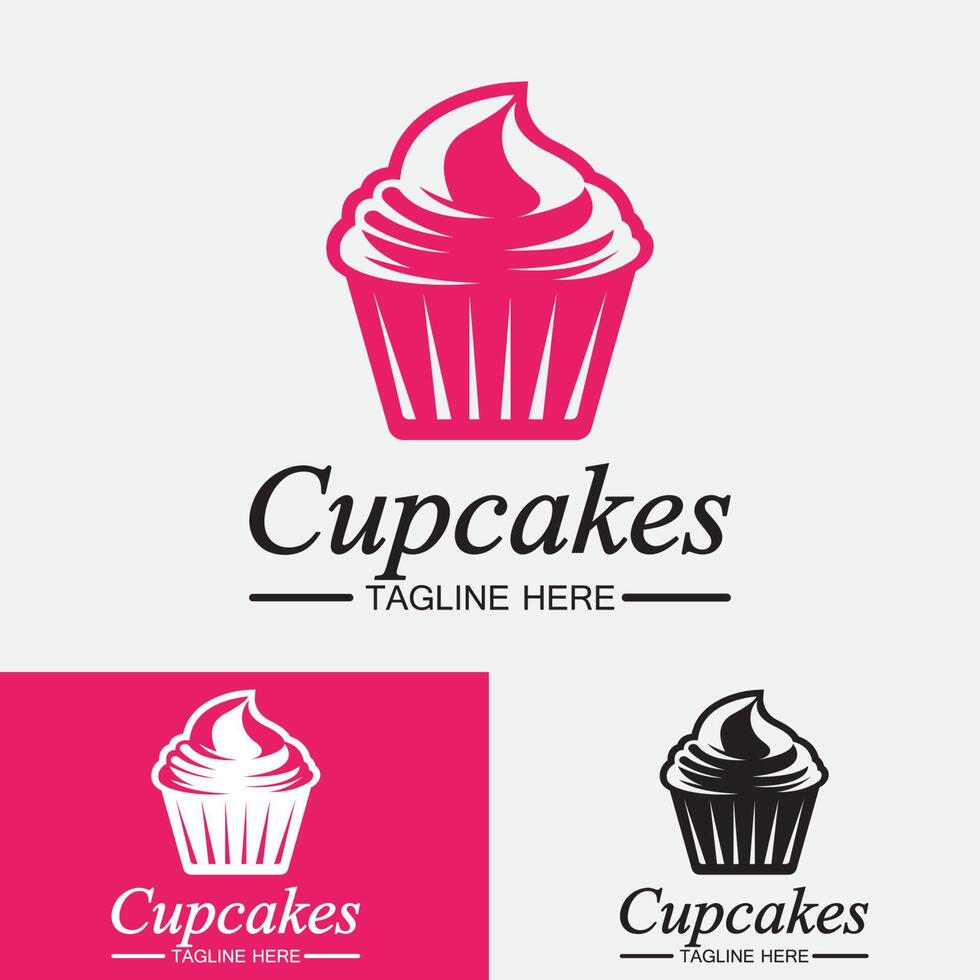 plantilla de vector de diseño de logotipo de cupcake. icono de panadería de cupcakes.