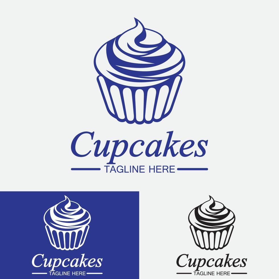 plantilla de vector de diseño de logotipo de cupcake. icono de panadería de cupcakes.