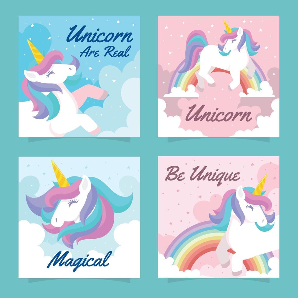 plantilla de redes sociales de unicornio vector