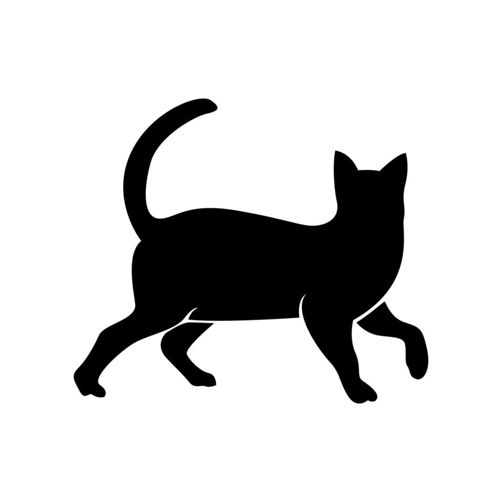 Cat logo, black cat, walking cat, silhouette of cat vector