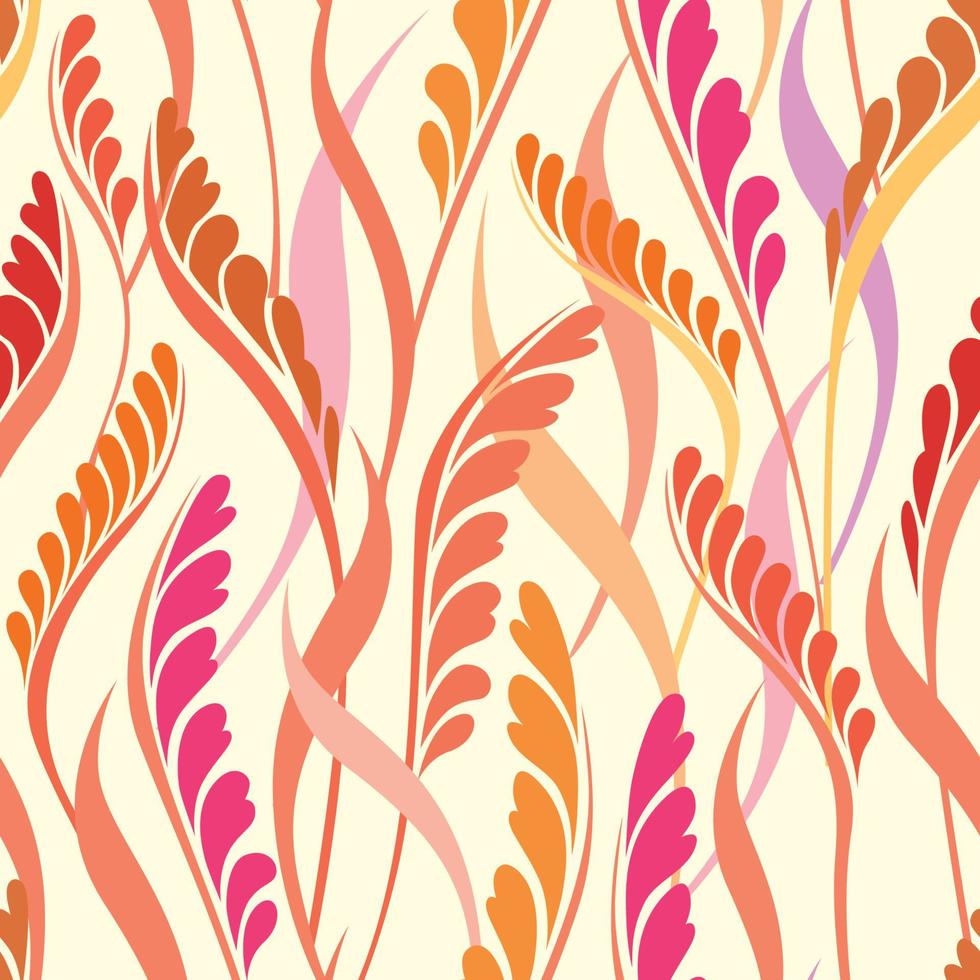 patrón floral sin fisuras. rama con hojas de textura ornamental. florecer, naturaleza, verano, jardín, texturado, plano de fondo vector