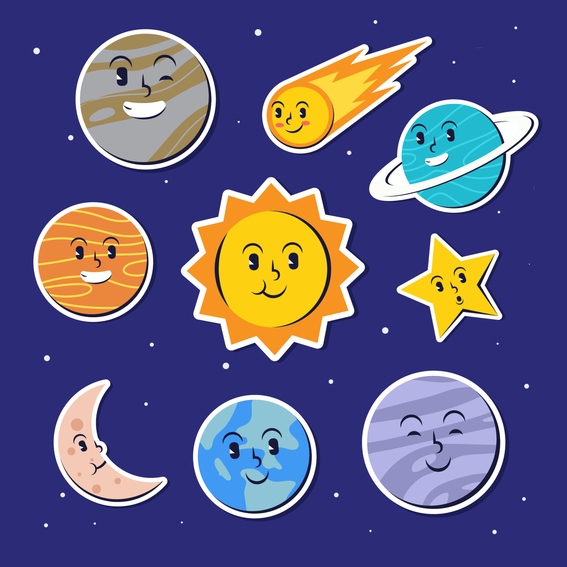 Celestial Bodies Sticker 4983893 Vector Art at Vecteezy