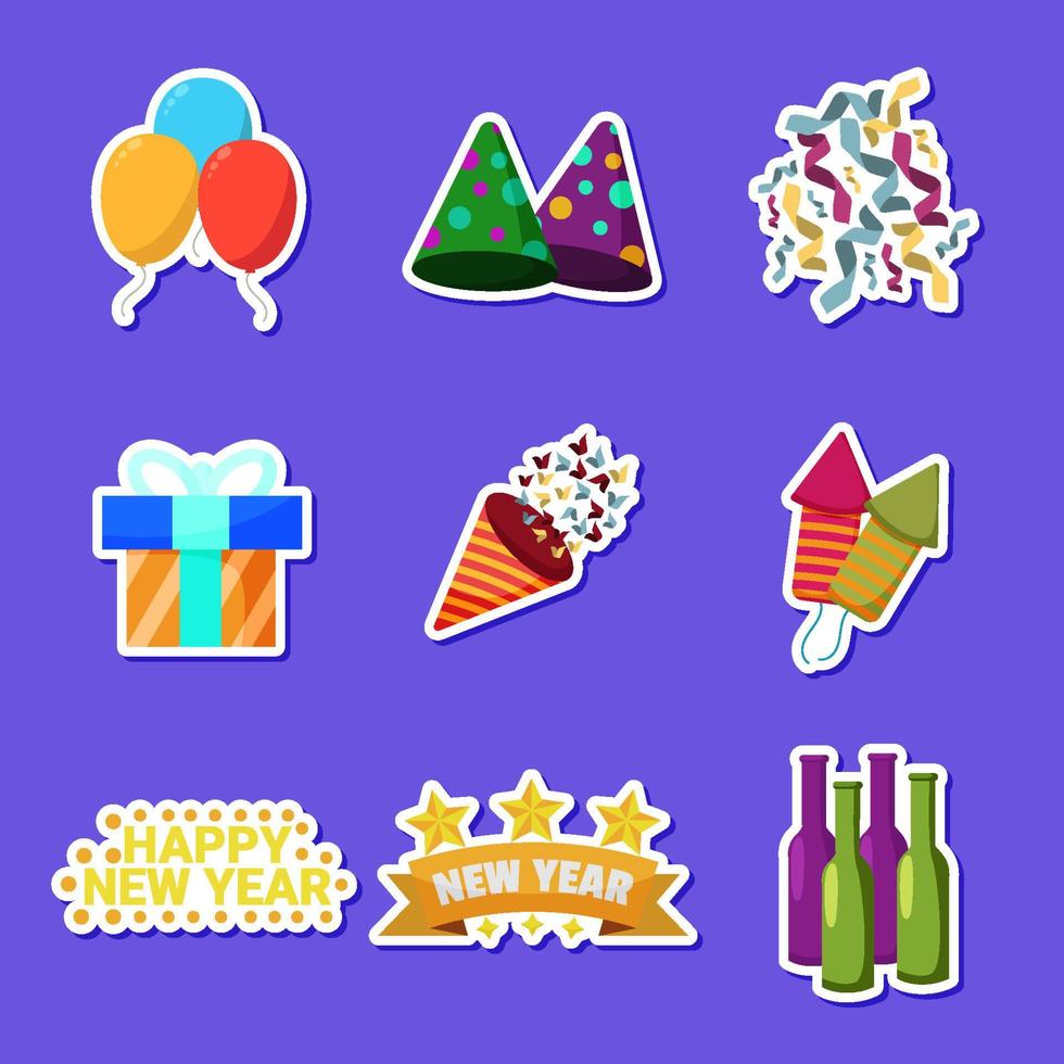 Set of New Year 2022 Sticker vector