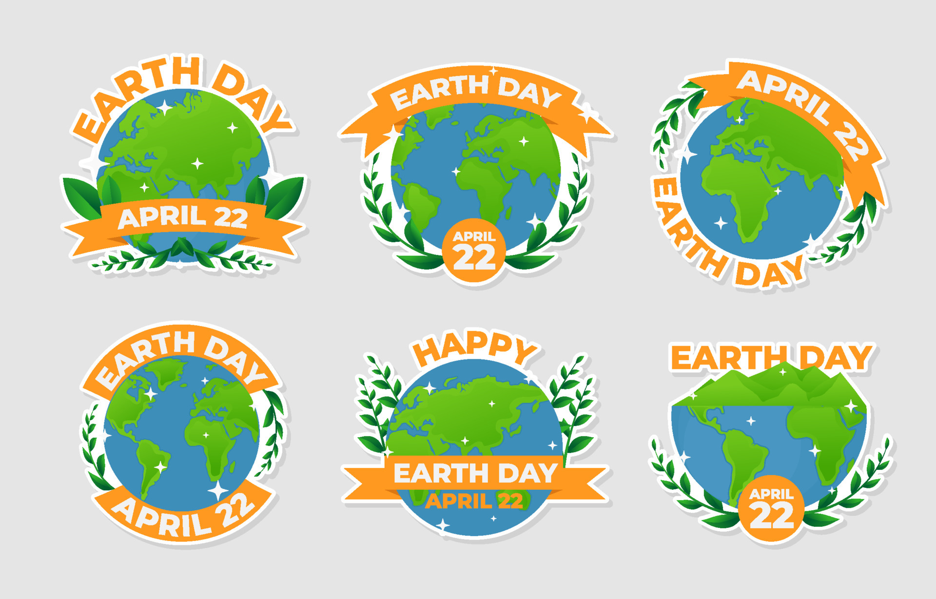 Set of Earth Day Stickers 4983920 Vector Art at Vecteezy