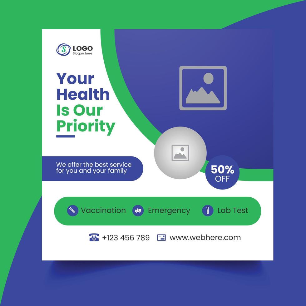 Medical healthcare social media post web promotion banner templateWeb vector