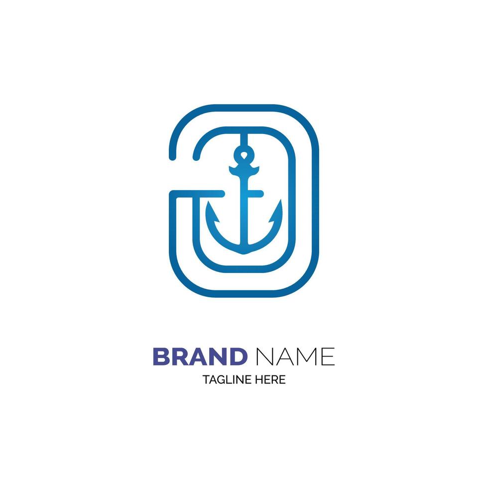 Diseño de plantilla de logotipo de monograma de línea de anclaje para marca o empresa y otros vector