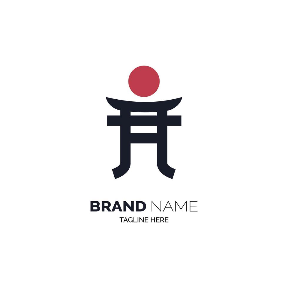 Logotipo de símbolo de cultura de puerta torii japonesa para marca o empresa vector