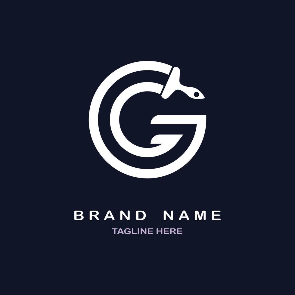 G letter paint brush logo design template for brand or company and other vector