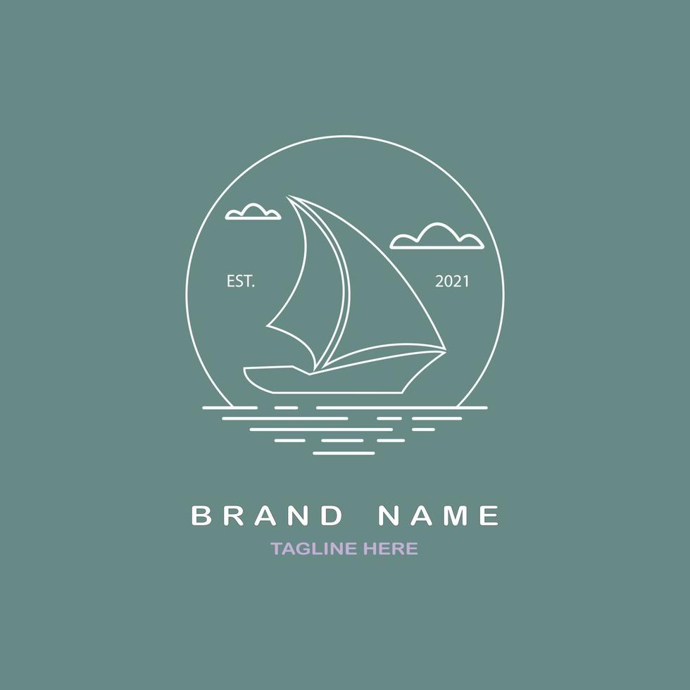 sailboat logo vintage template design vector for brand or company and other