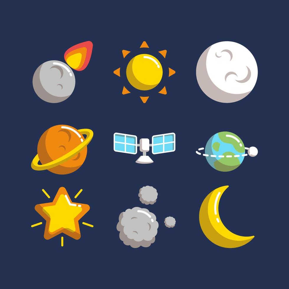 conjunto de iconos concepto de cosas en el espacio vector