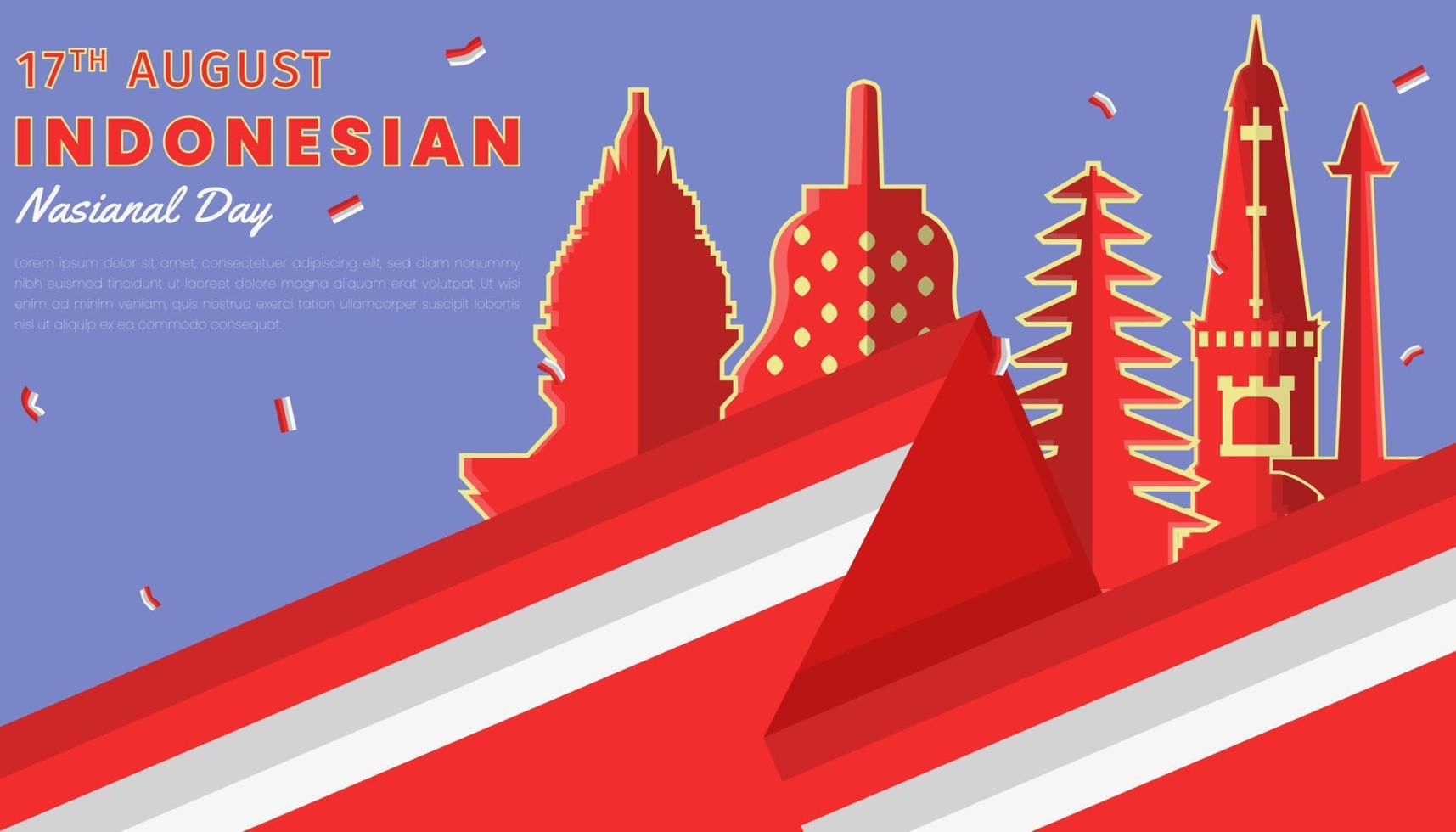 diseño de la plantilla del día de la independencia de indonesia vector