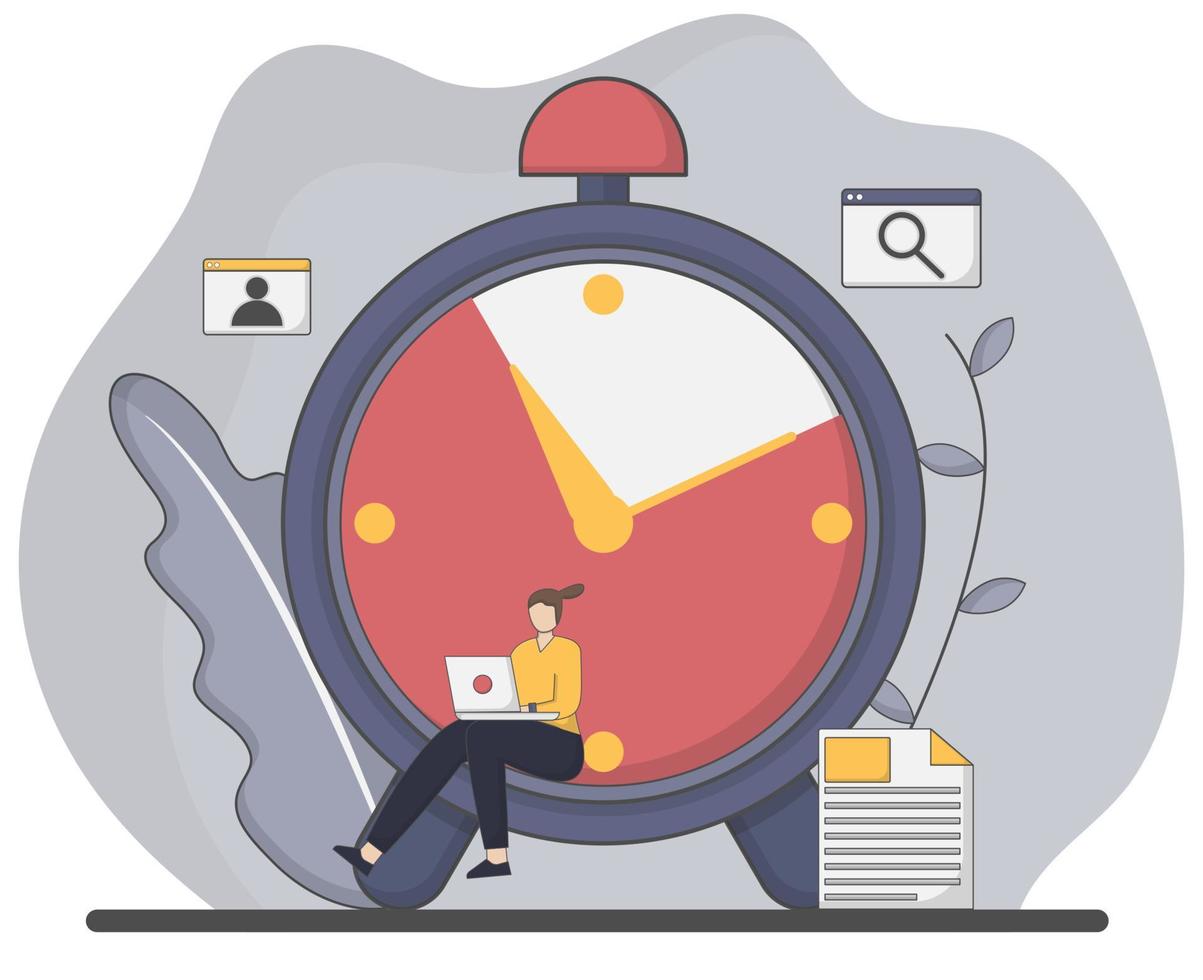 Flat design work time management concept vector