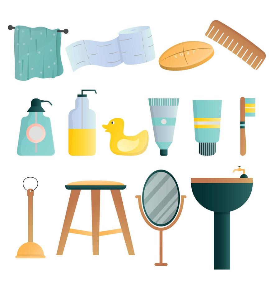 Vector Flat style design bathroom elements