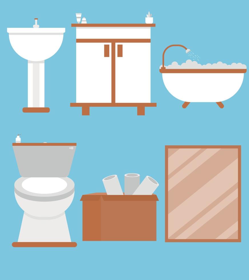 Vector Flat style design bathroom elements