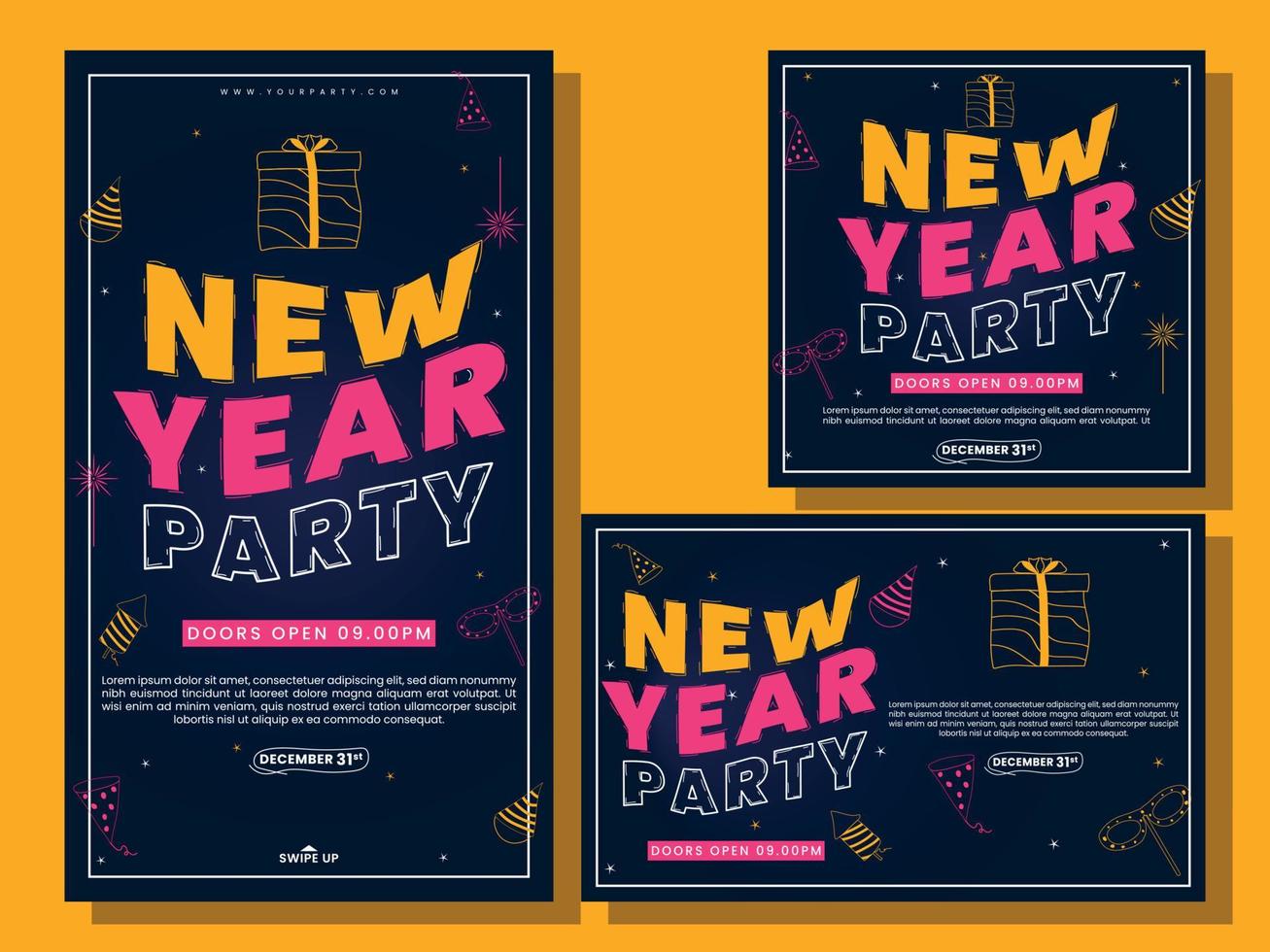 Vector illustration new year social media template design