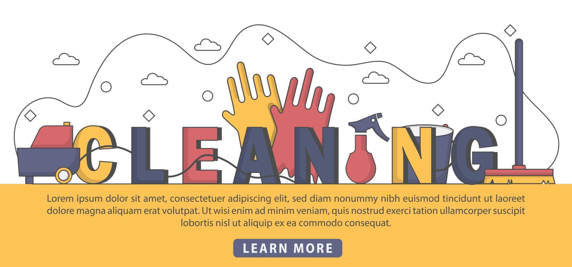 Flat Design cleaning typography header concept vector