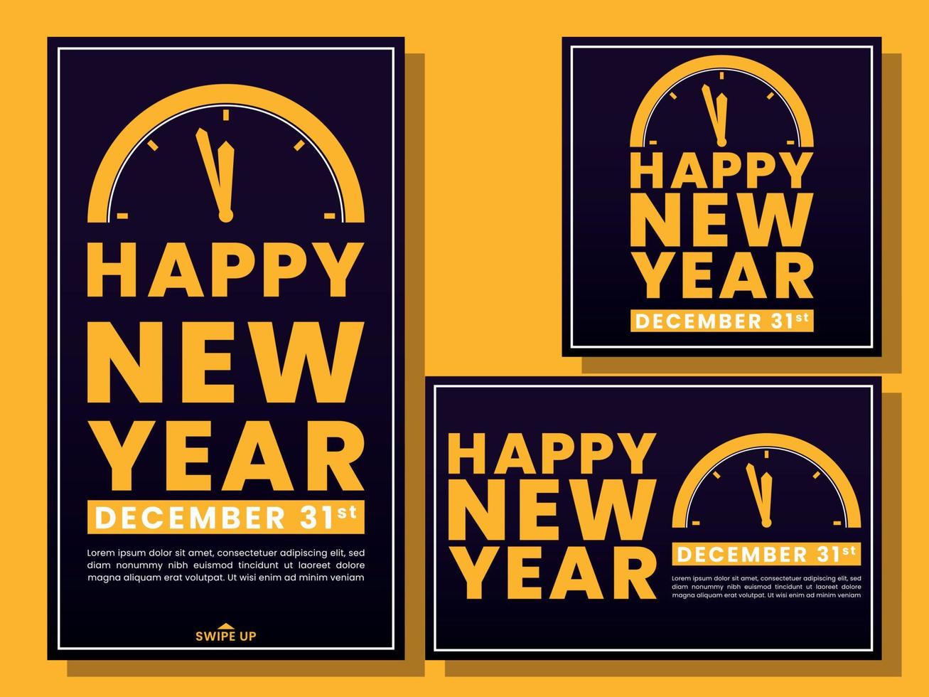 Vector illustration new year social media template design