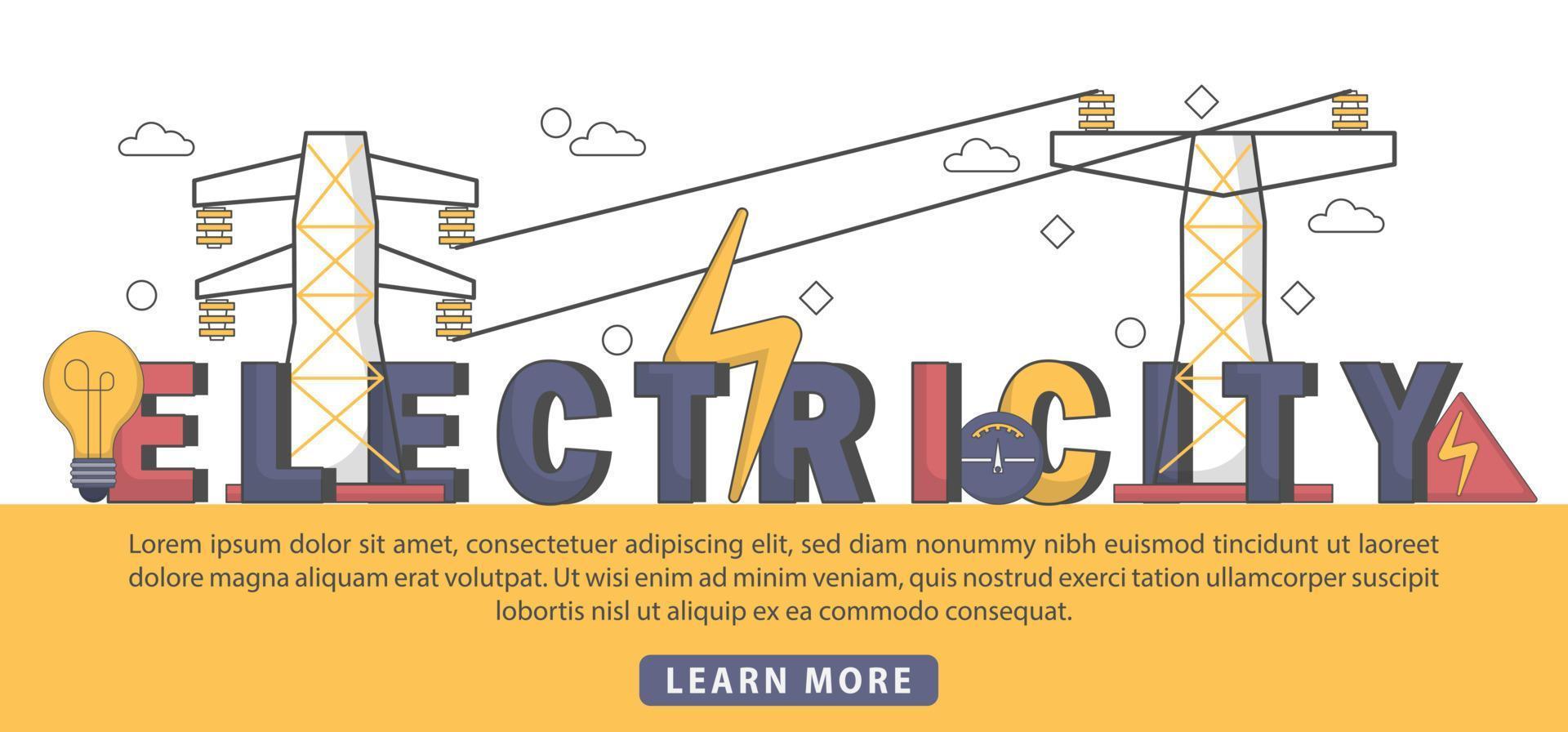 concepto de encabezado de tipografía de enfermera de electricidad de diseño plano vector