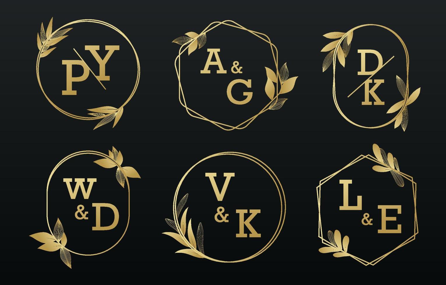 Gold Wedding Monogram Set vector