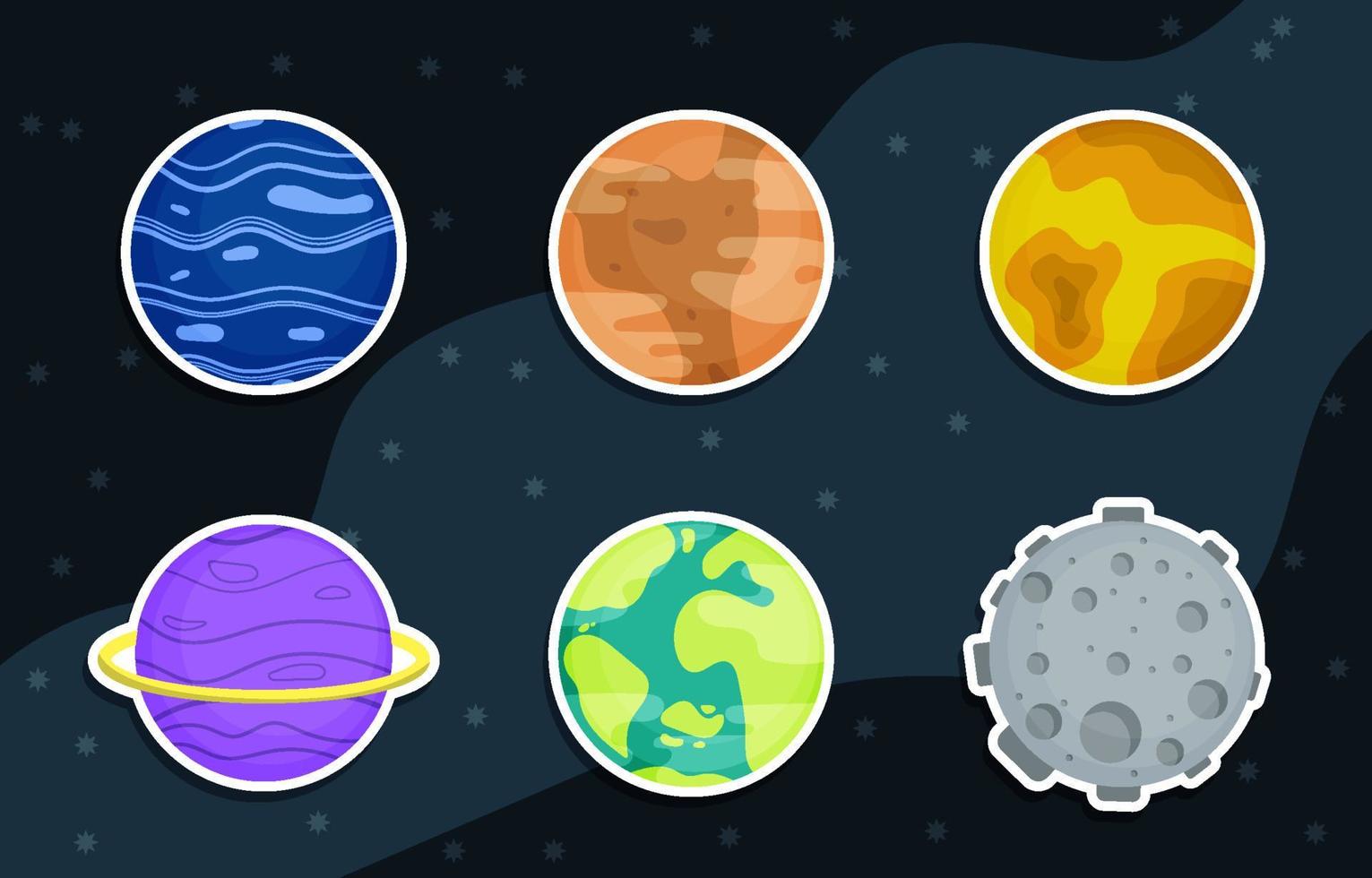 Collection of Celestial Bodies Stickers Pack vector