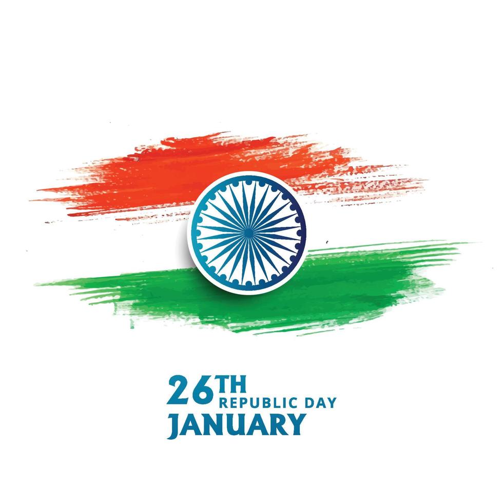 Tricolor brush stroke illustration with Asoka wheel for republic day vector