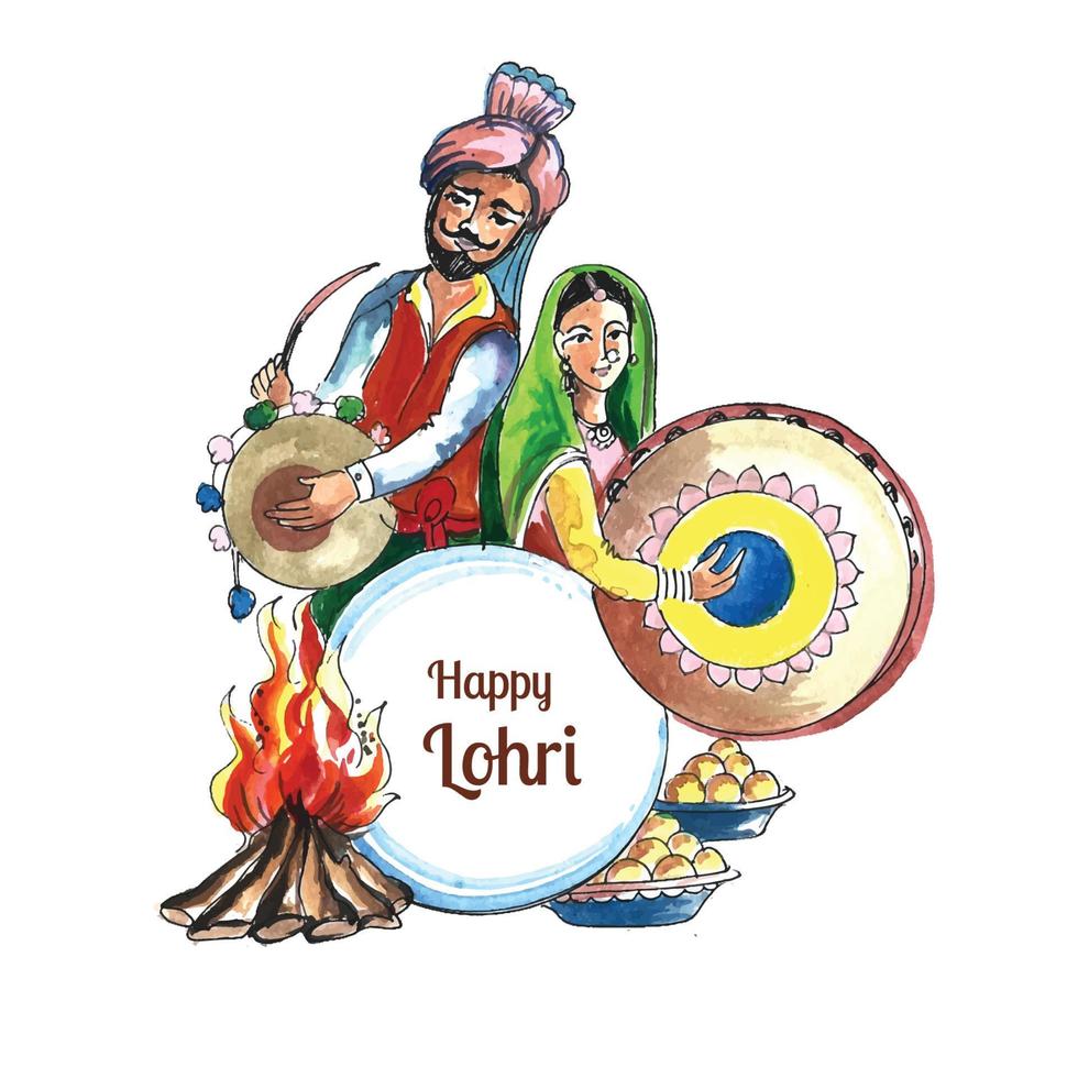 feliz fondo de vacaciones de lohri para el diseño de la tarjeta del festival punjabi vector