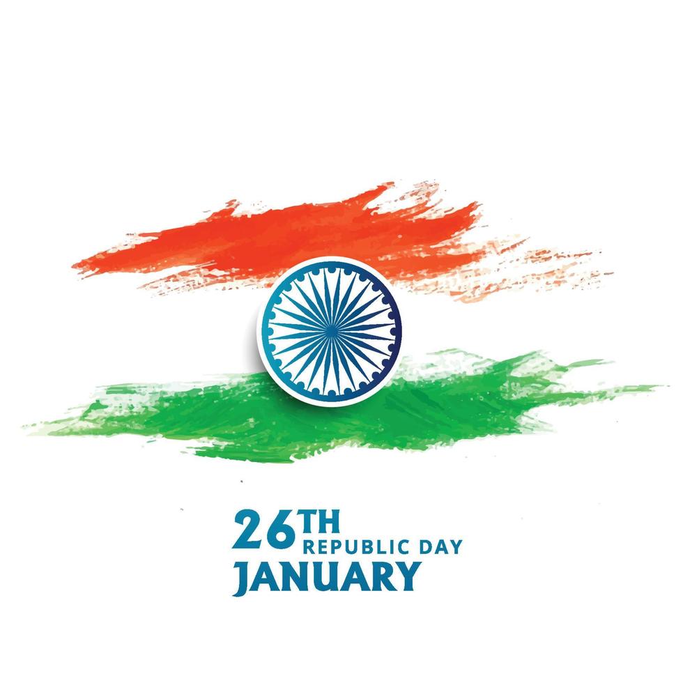 Tricolor brush stroke illustration with Asoka wheel for republic day vector