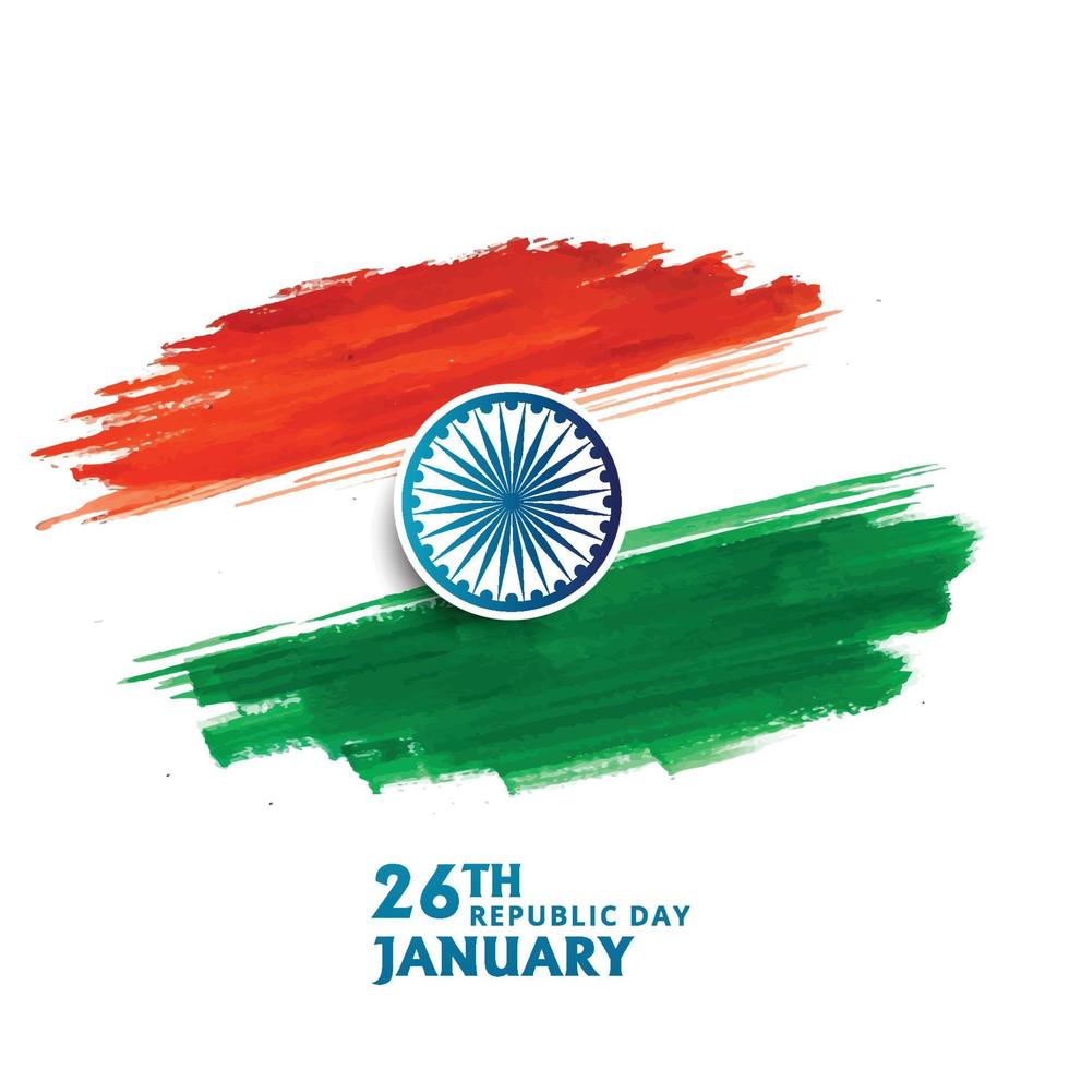 Happy republic day card tricolor brush stroke design vector