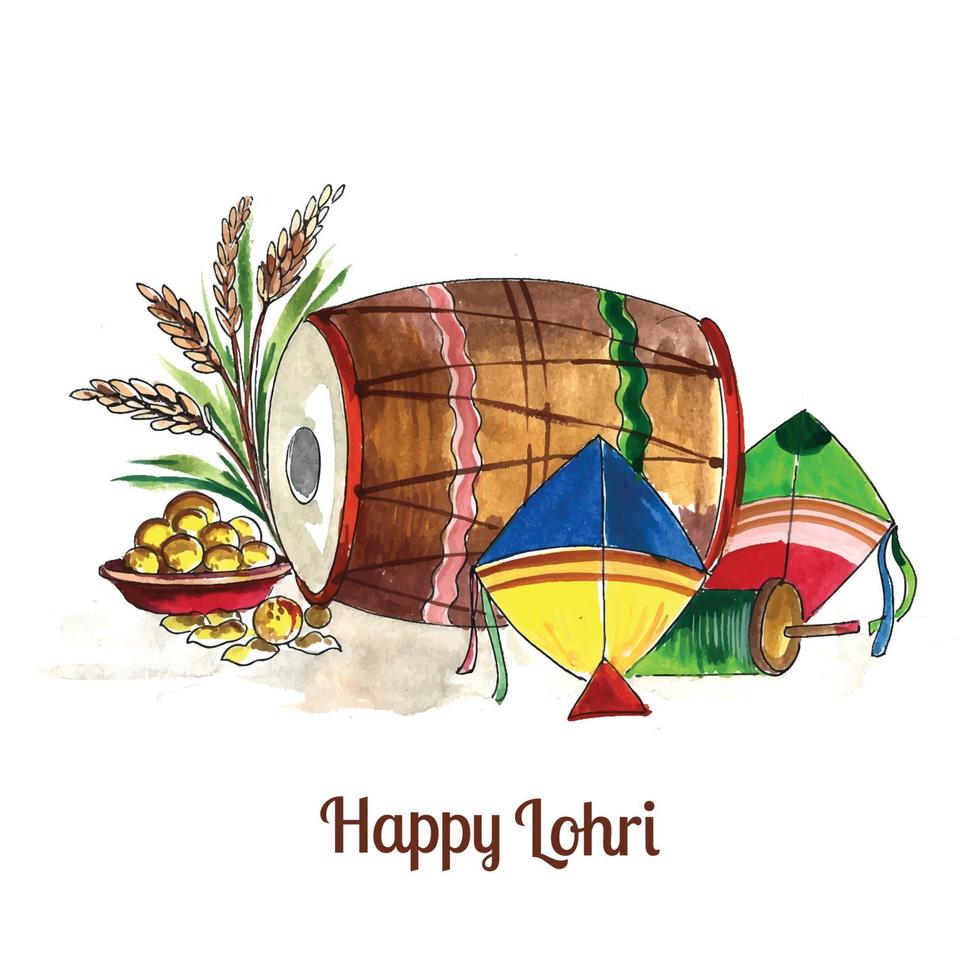 Happy lohri holiday background for punjabi festival card design vector