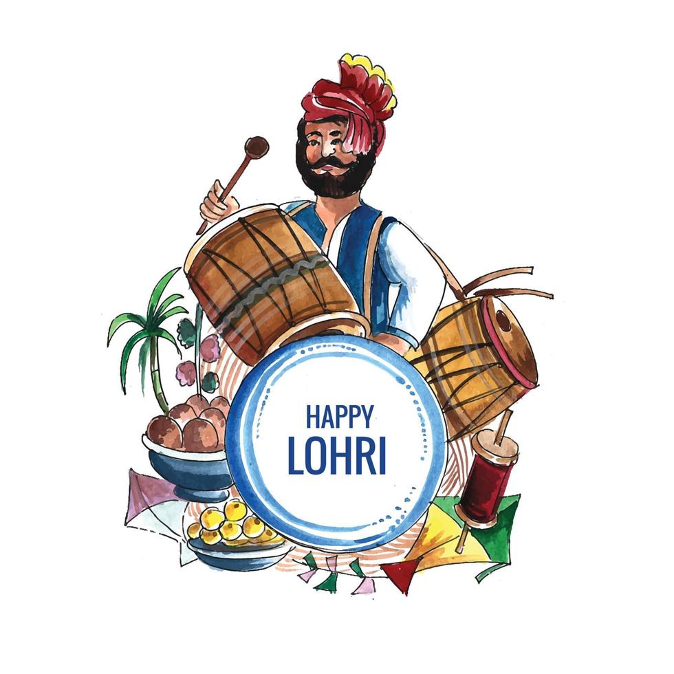 Happy lohri holiday background for punjabi festival vector