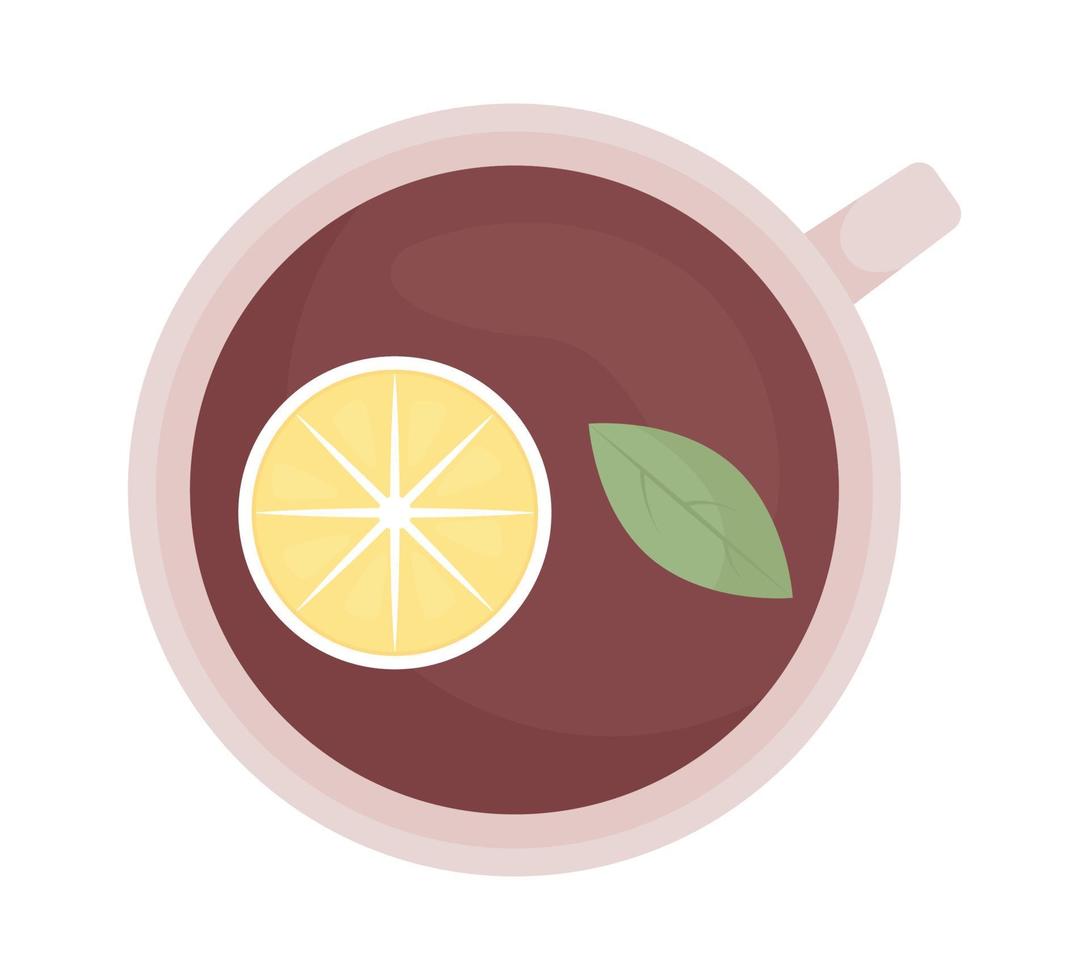 Tea with lemon semi flat color vector object