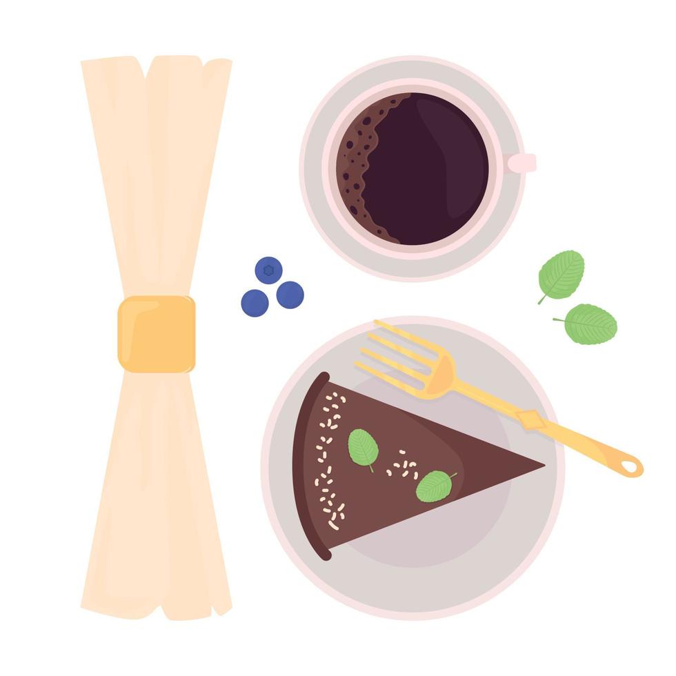 Cake for coffeeshop semi flat color vector object set