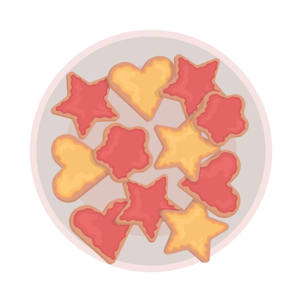 Cookies on plate semi flat color vector object