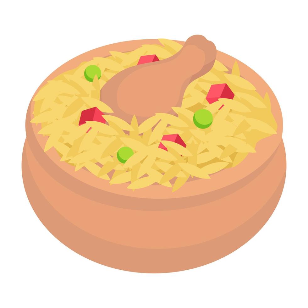 conceptos de arroz con pollo vector