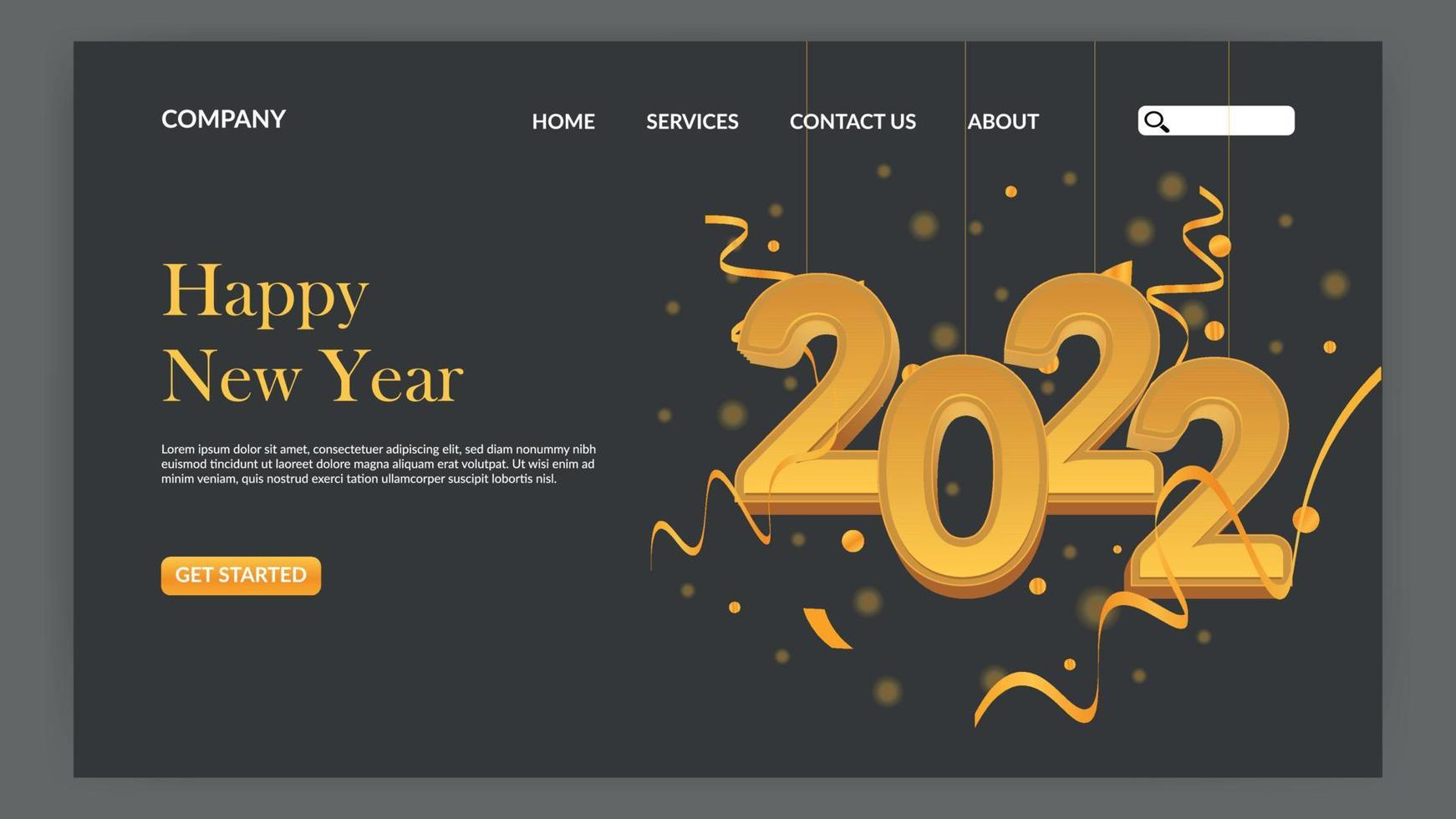 Happy new year landing page template free vector