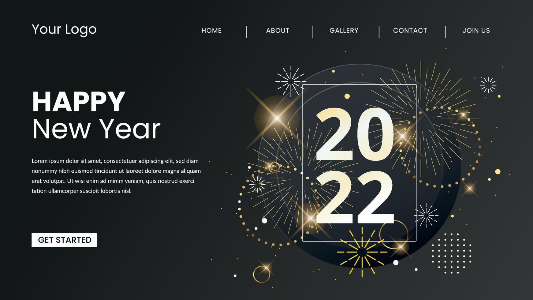 Happy new year landing page template free vector