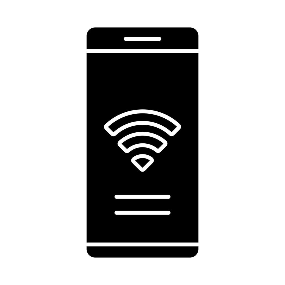 Internet access glyph icon. Wifi zone. Web connection. Smartphone router application. Get online. Free wifi. Silhouette symbol. Negative space. Vector isolated illustration