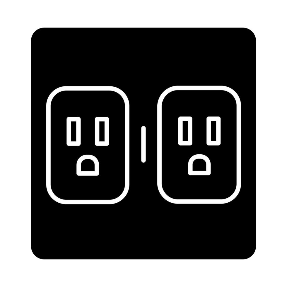 Charging outlets glyph icon. Two wall sokets. Electrical connectors. Power points. Electrified room. Apartment amenities. Silhouette symbol. Negative space. Vector isolated illustration