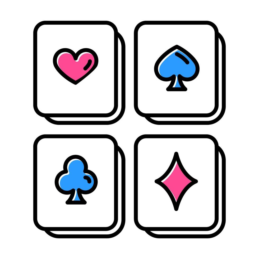 Playing cards puzzle color icon. Logic game. Mental exercise. Challenge. Ingenuity, intelligence test. Brain teaser. Problem solving. Solution finding. Isolated vector illustration