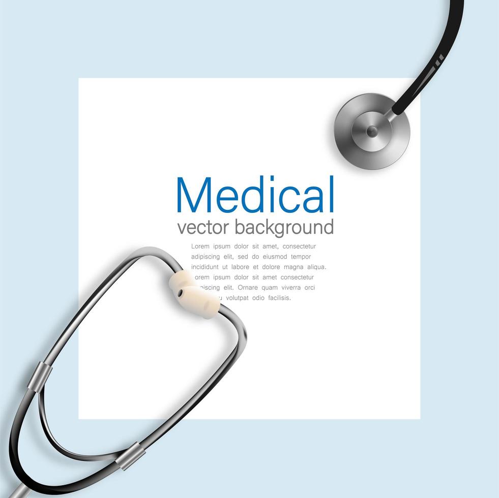 plantilla médica con estetoscopio, ilustración vectorial. vector