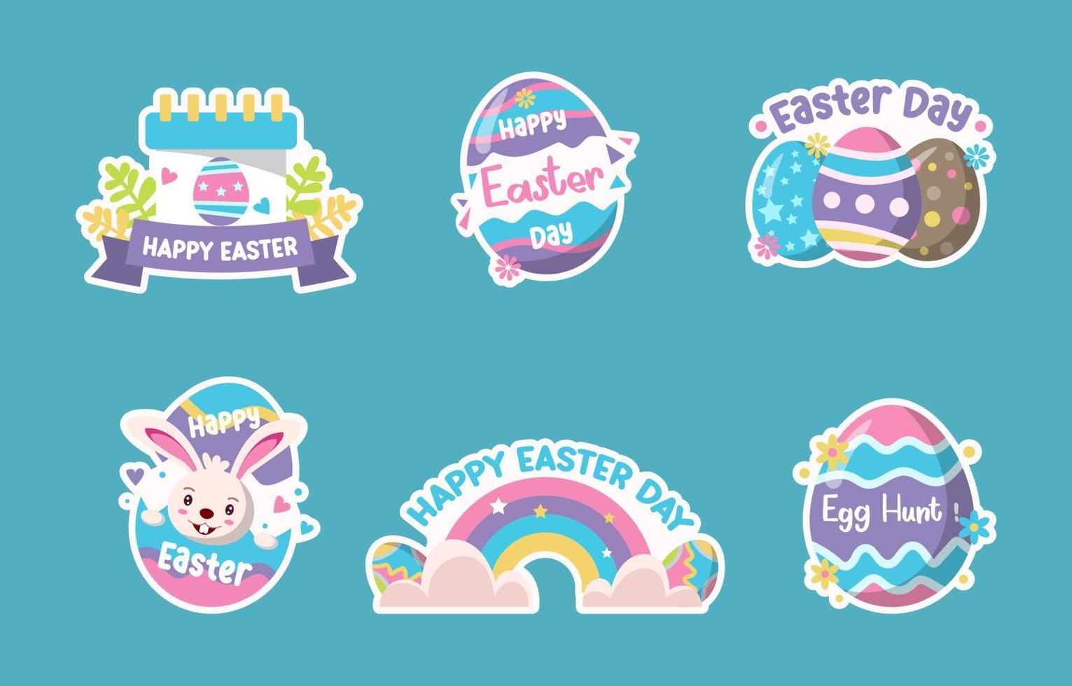 Cute Easter Day Sticker Collection vector