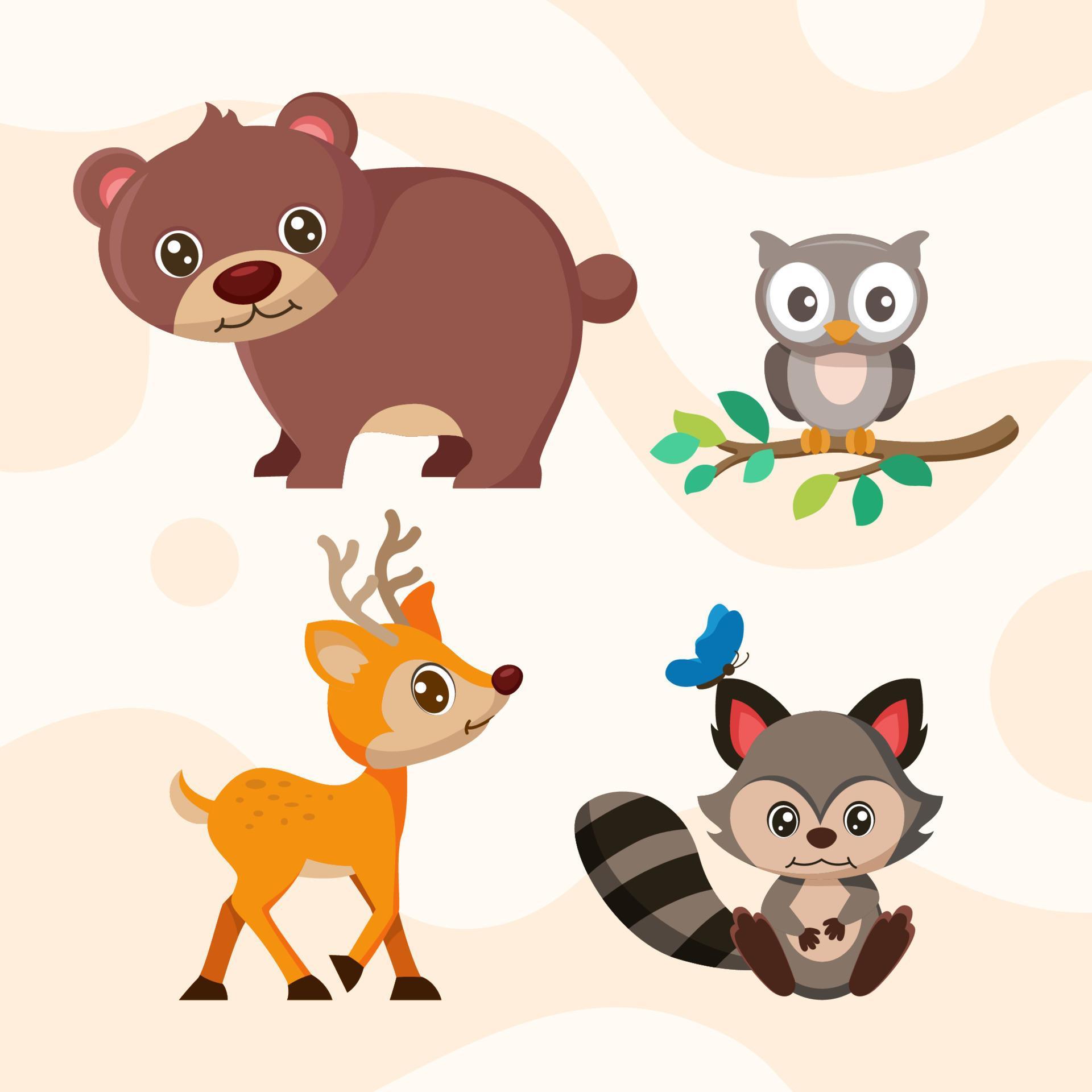 Cute Spring Animals Collection 4985371 Vector Art at Vecteezy