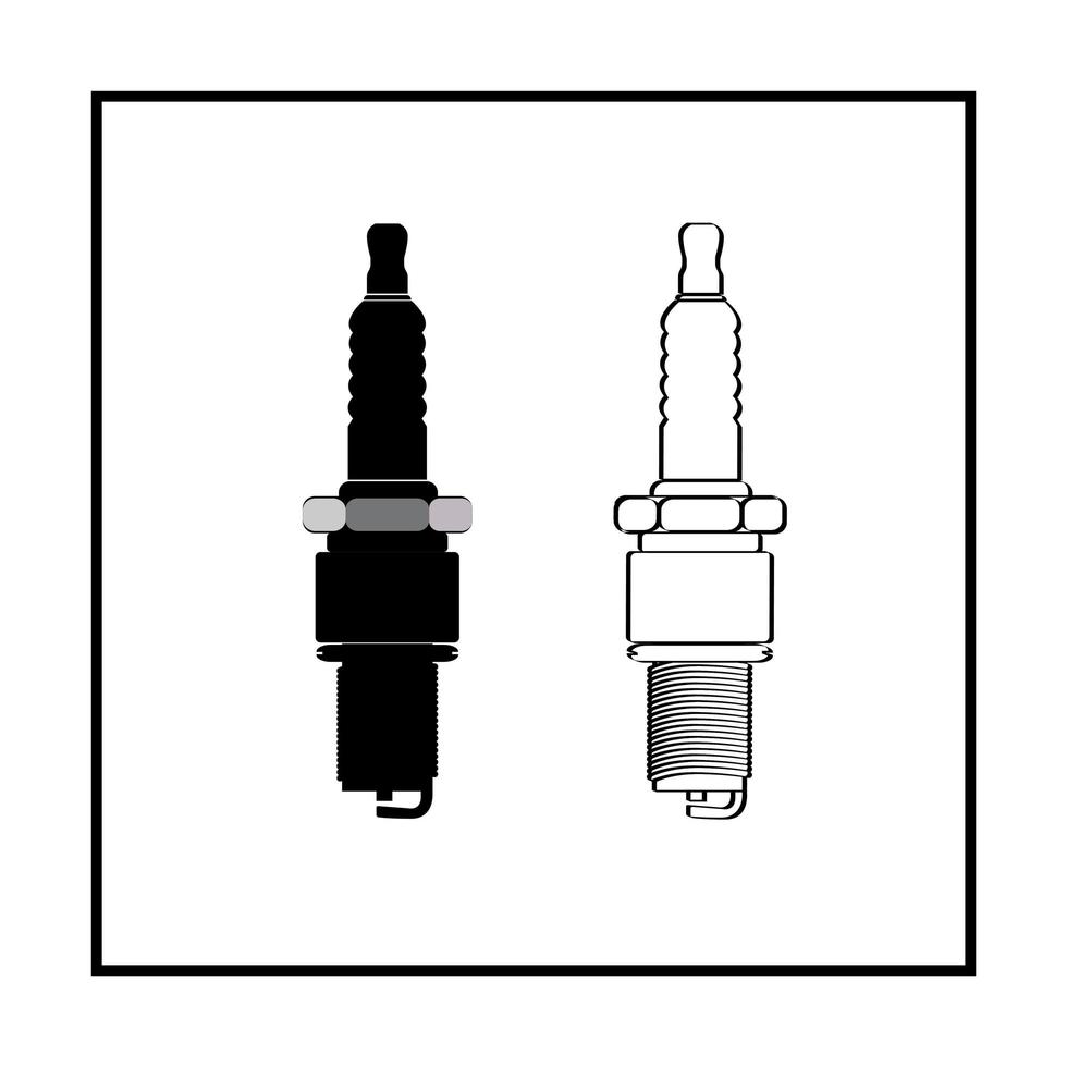 logo con dos bujías de motor para su diseño. concepto de autopartes vector