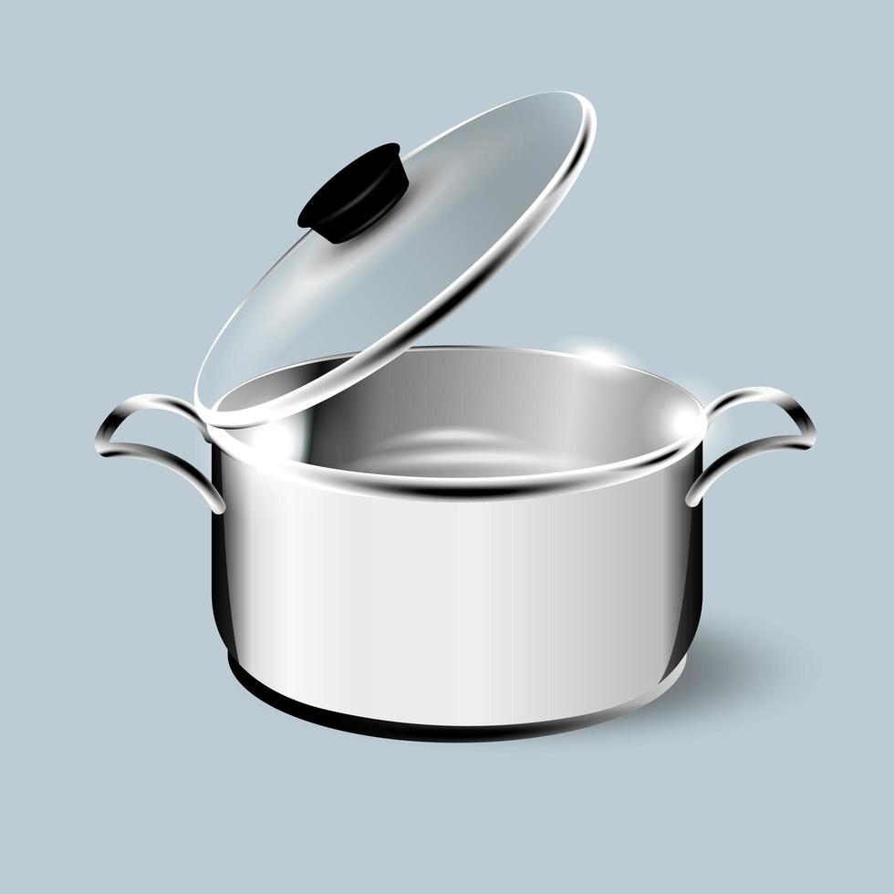 Steel saucepan. Vector illustration template ready for your design.