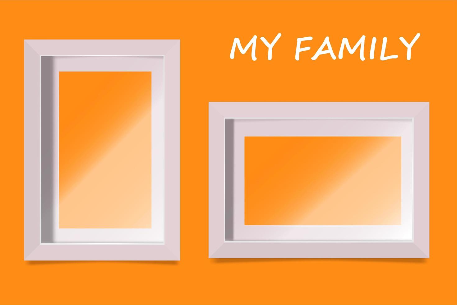 Minimalist frame template for horizontal and vertical painting. A template for the presentation of a photo. Empty vector photo frame on the board