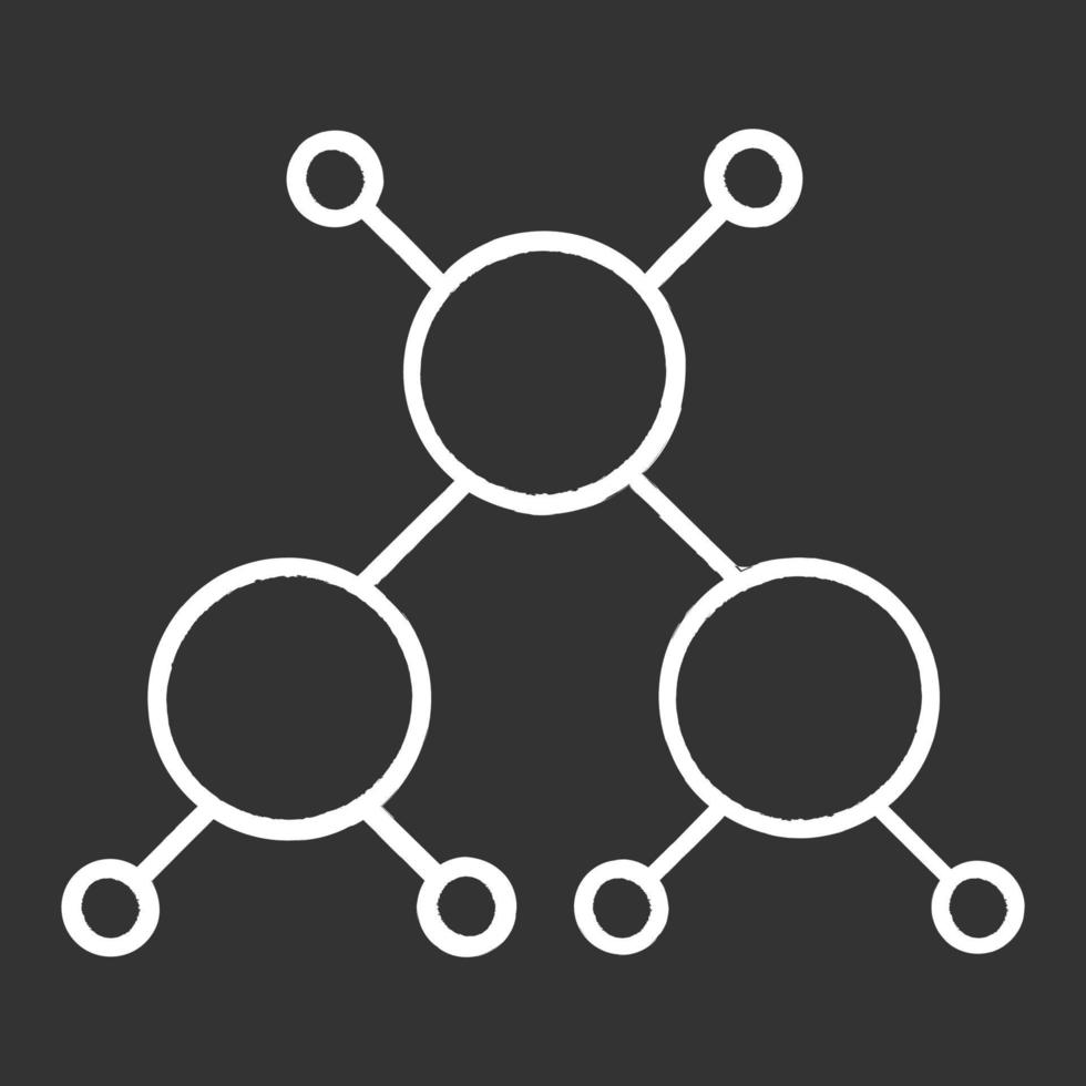 icono de tiza de visualización de moléculas. esquema de estructura cristalina. modelo molecular de bola y palo. elementos de química orgánica. Modelado científico de átomos. ilustración de pizarra de vector aislado